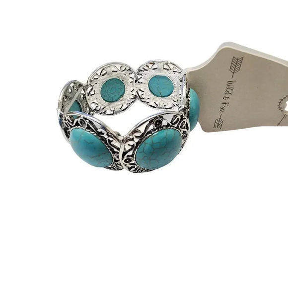 Vintage NWT Large Turquoise Silver Antique Design Bracelet – 6 inches - Picture 2 of 6
